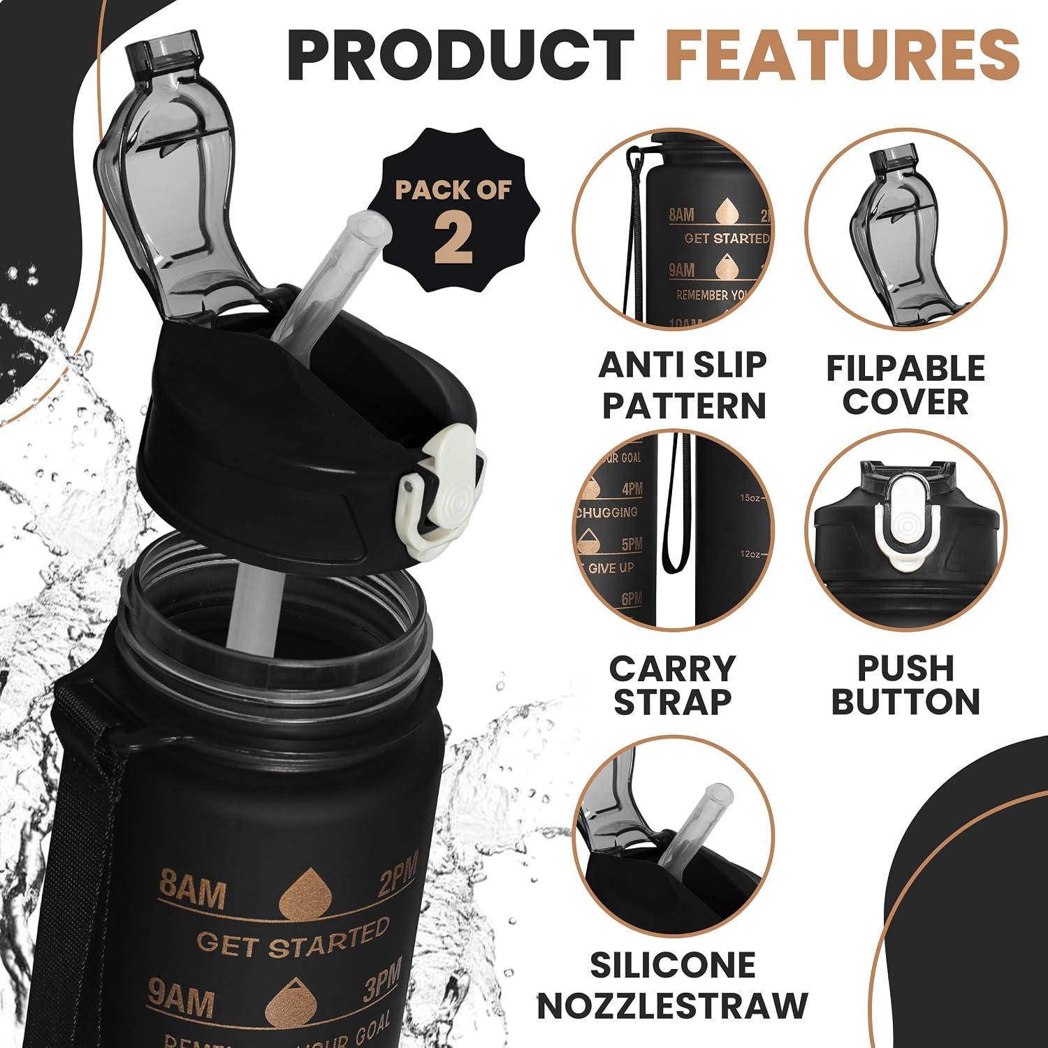 Thumbnail 1 de Aqua Homie 750ml leakproof water bottles