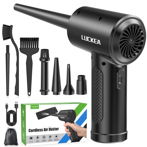 Detalle de LUCKEA Air Duster, soplador para PC con 3 velocidades, luz LED y batería de 6000 mAh