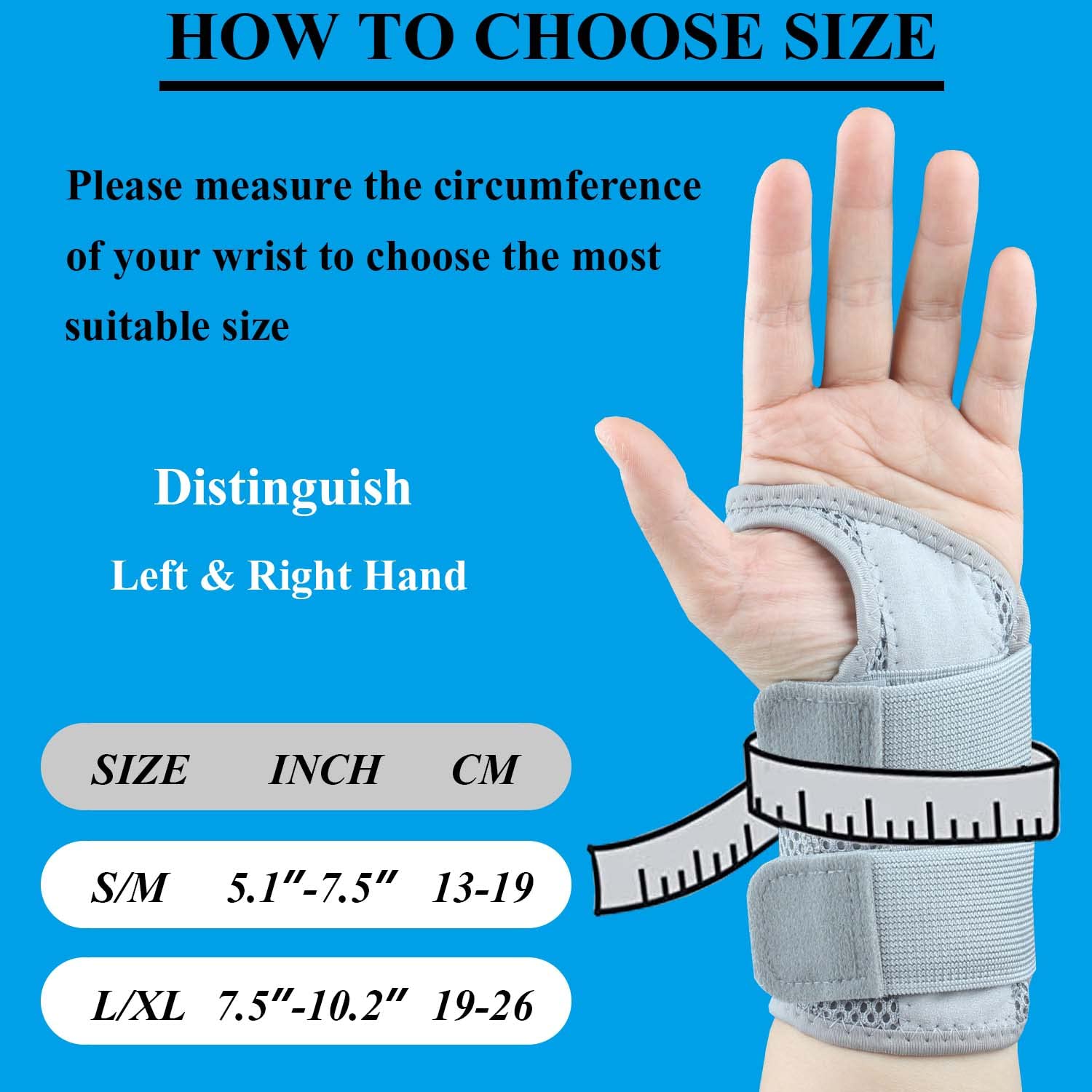 Detalle 2 de Tianhengyi Wrist Brace Carpal Tunnel Support, Right Hand, L/XL, Grey