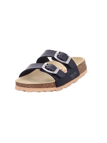 Detalle de Superfit Fussbettpantoffel Hausschuhe Blau 0-800111 (EU Jungen) – Orthopädisches Tiefbett, 2 Schnallen, Lederinnensohle