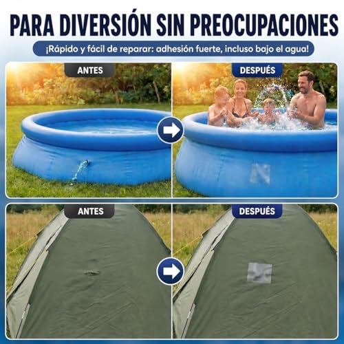 Detalle de ATG Kit reparación piscina bajo el agua: cinta adhesiva impermeable 10×150 cm para parches transparentes