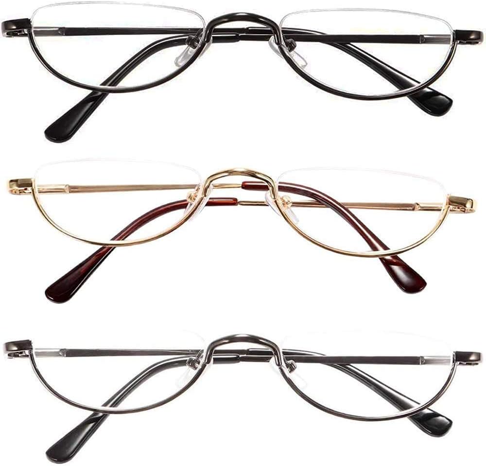 Detalle 2 de KoKoBin Half Frame Reading Glasses with Spring Hinges – Slim Metal Half Moon Readers