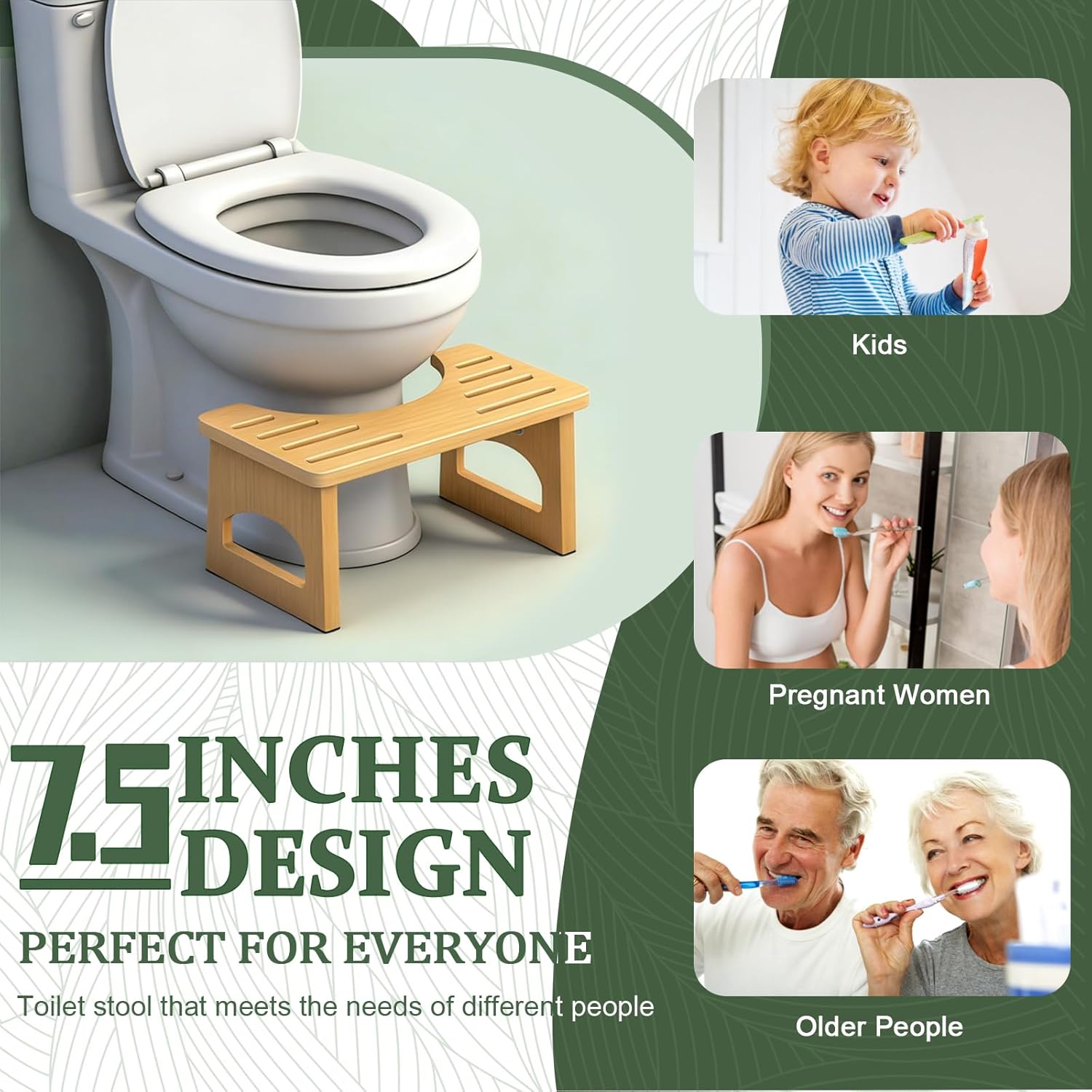 Thumbnail 3 de RayLove physiologischer Toilettenhocker aus Holz (klappbar, C-Form, 35 Grad)