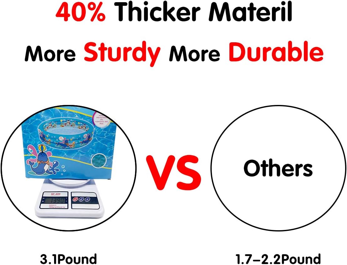 Thumbnail 4 de 3 Rings Kiddie Pool for Toddler, 48” x 12” – Inflatable Baby Pool with Drain, Bubble Bottom, and Durable Vinyl (Blue)