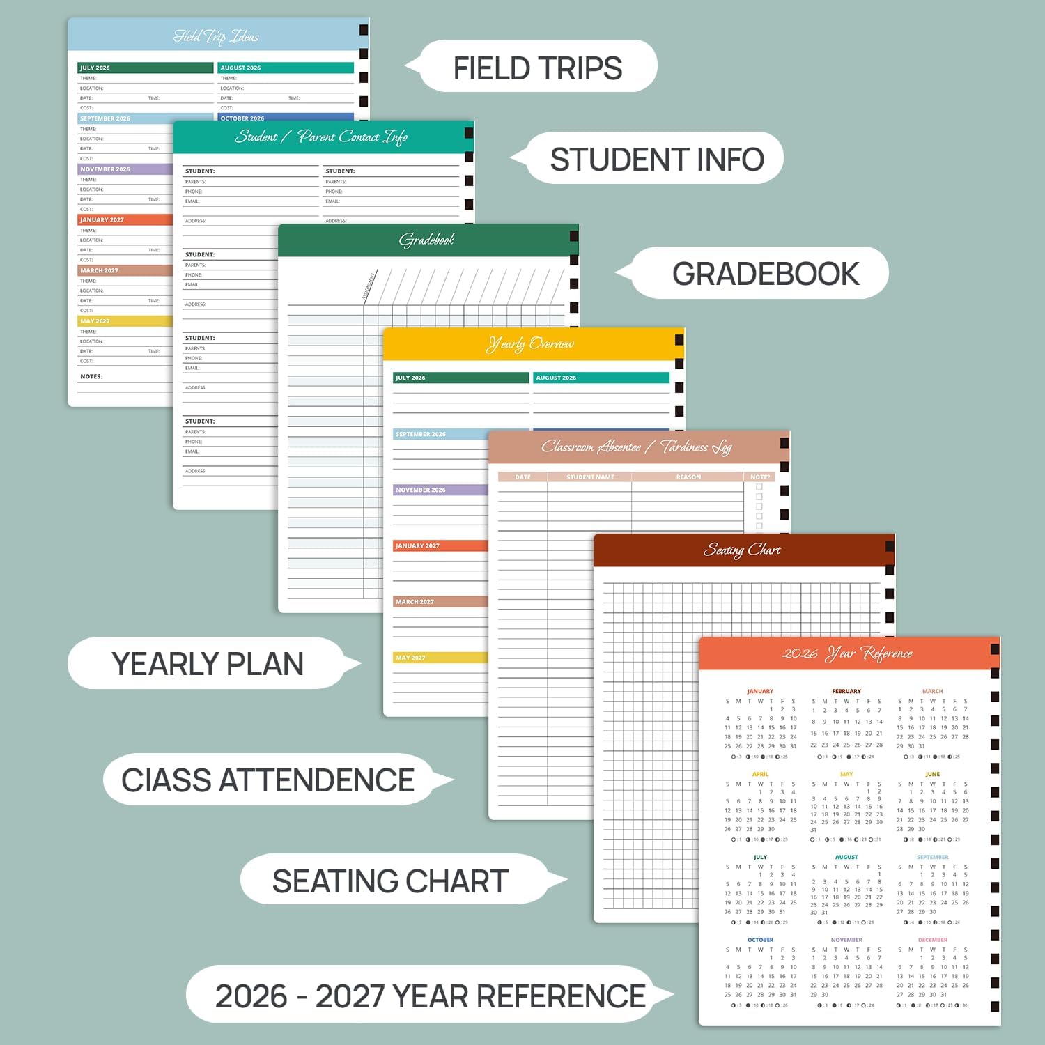 Detalle de POPRUN Teacher Planner 8.5" x 11