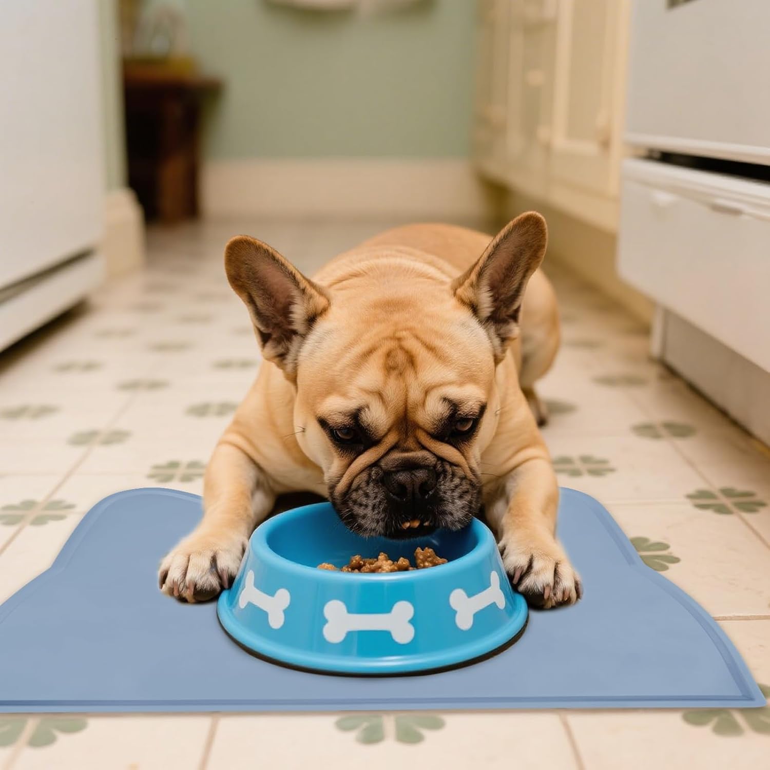 Detalle de Emwel Cat Food Mat: Thin Silicone Bowls Placemat for Small Cats