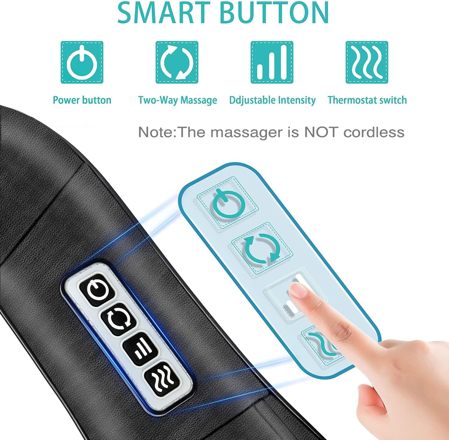 Detalle 2 de AERLANG Neck Massager: Portable Shiatsu with Heat for Neck, Shoulders and Back