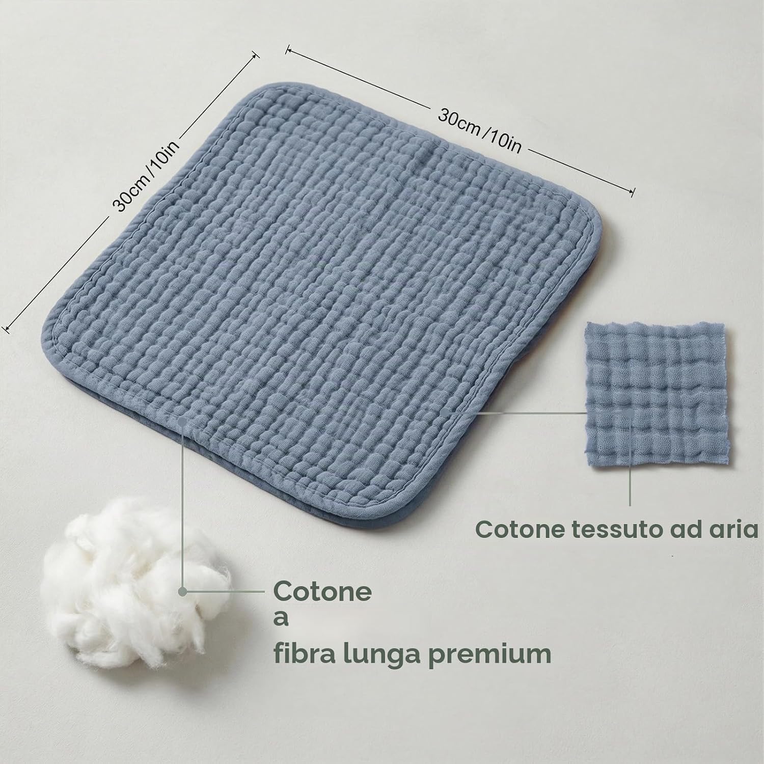Thumbnail 2 de Koo-dib Mussole Salviette Asciugamani Igiene Neonato Cotone 30x30 (10 pezzi) – Mussole Neonato Versatili