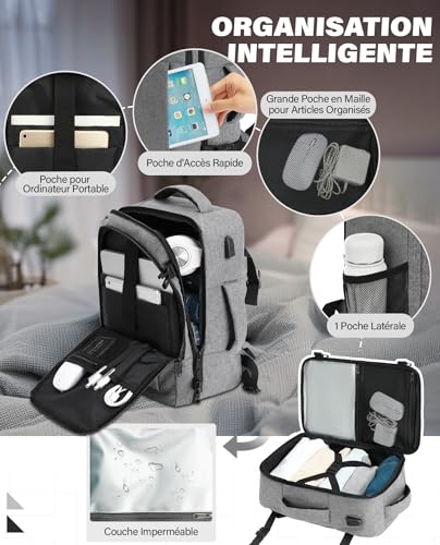 Detalle 2 de VANKEV Bagage Cabine 45x36x20 cm – Sac à dos voyage pour EasyJet
