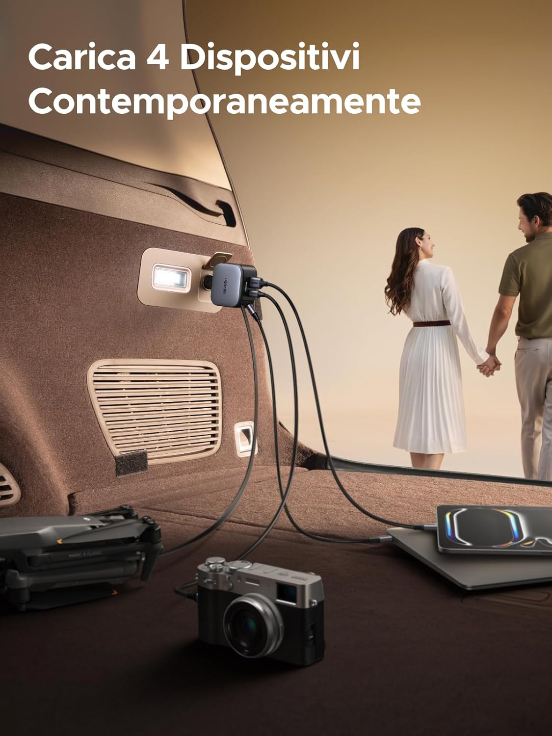 Thumbnail 3 de UGREEN 145W Retrattile Caricatore Auto USB C 4 porte