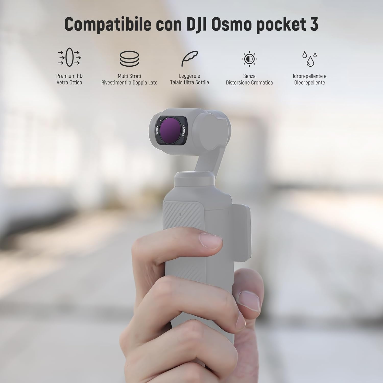 Thumbnail 1 de NEEWER Set di filtri ND/PL/UV magnetico per DJI Osmo Pocket 4 e Pocket 3 Creator Combo (6 filtri + 2 panni)