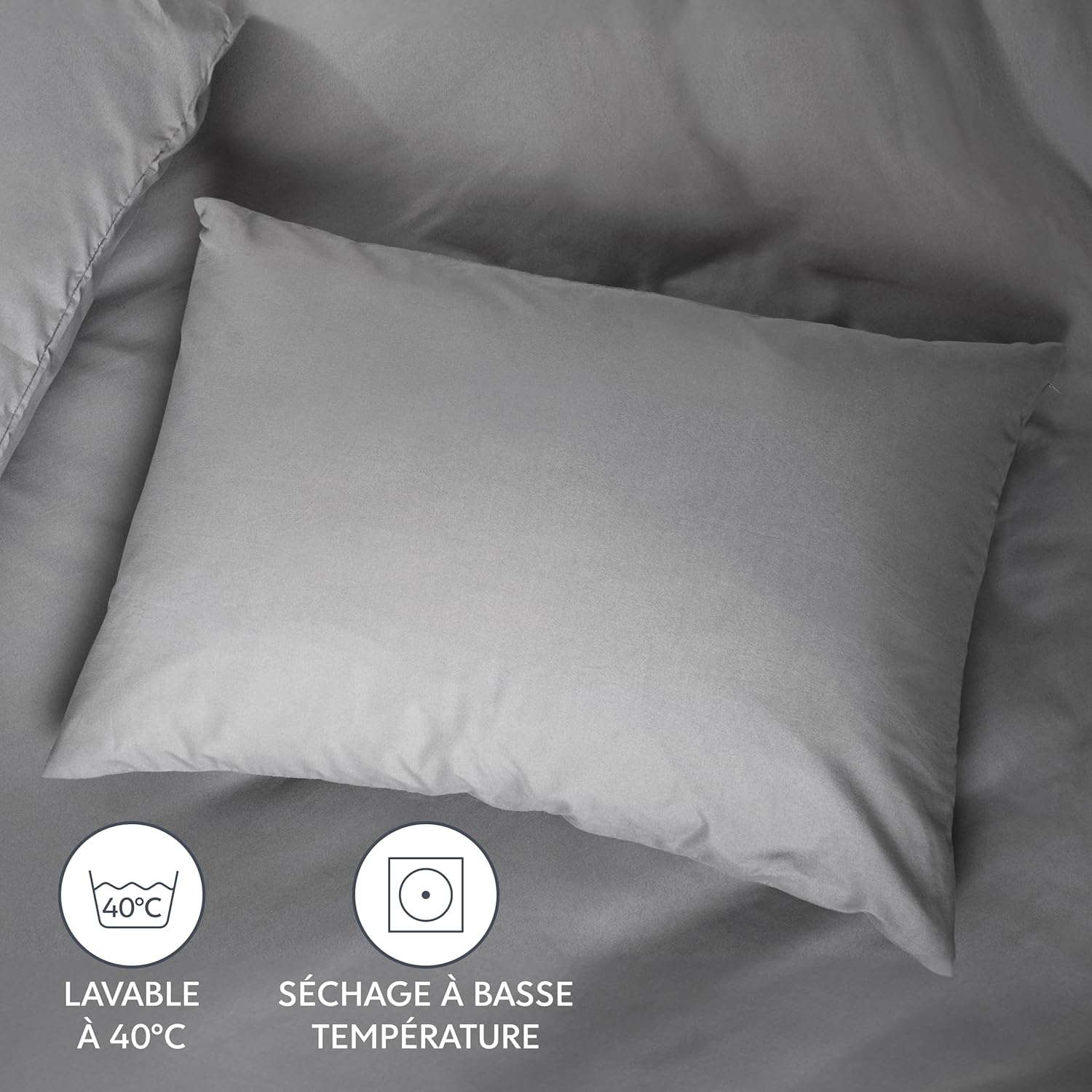 Thumbnail 5 de Dreamzie Taie d’oreiller 50 x 70 cm – lot de 2 housses en microfibre brossée bleu foncé, fermeture éclair Oeko-Tex