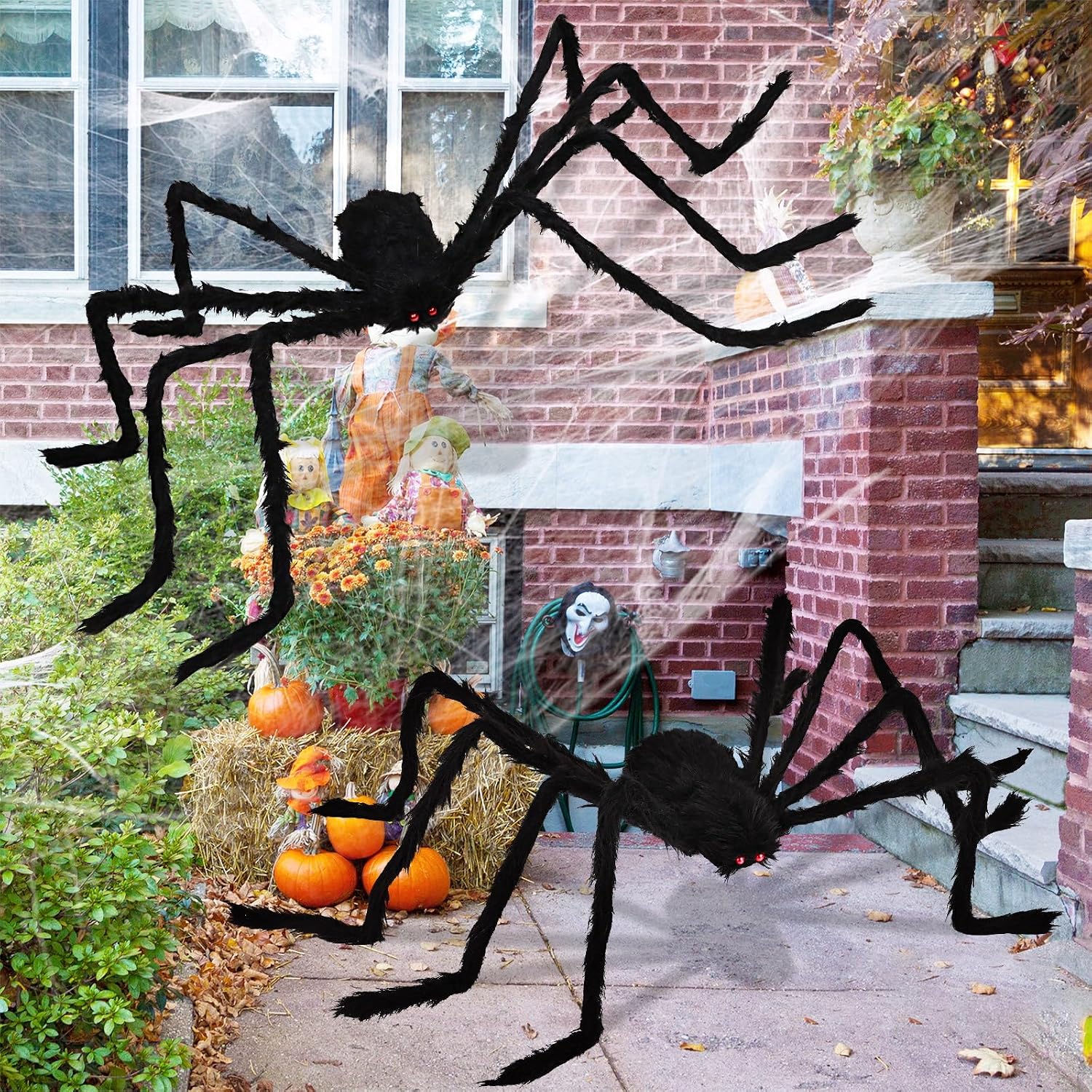 Detalle de Aiduy HZZ Halloween Spider Decorations, 2-Pack 79-Inch Black Hairy Spiders