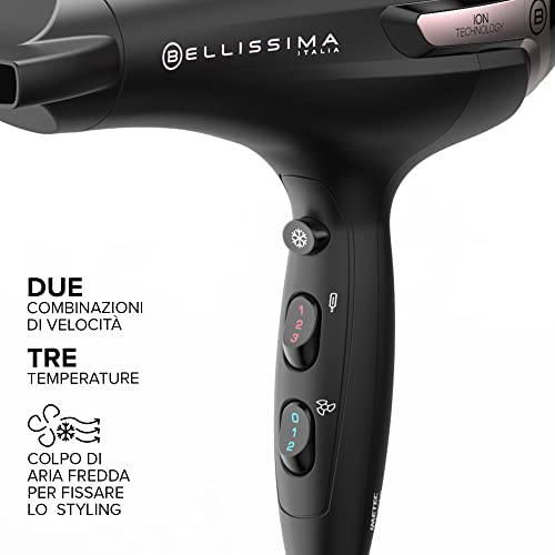 Detalle 2 de Bellissima Imetec K9 2300 – Phon ionico 2300W con diffusore: asciugatura rapida e gestione crespo