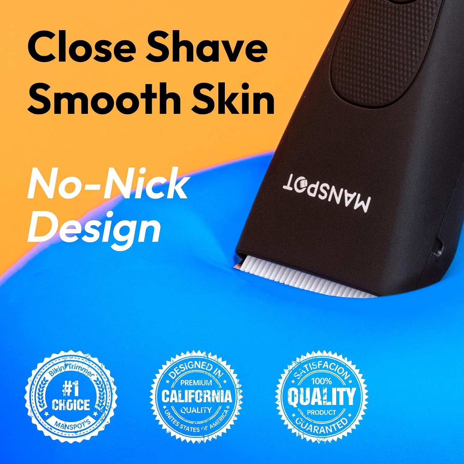 Detalle de MANSPOT Body Hair Trimmer for Men – Hypoallergenic Ceramic Blade, IPX7 Wet/Dry Groomer with 4 Guide Combs
