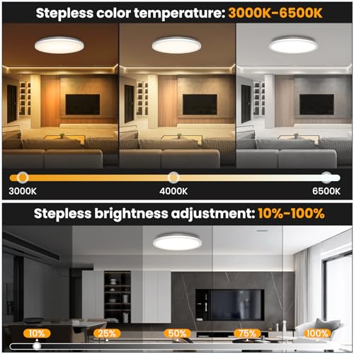 Detalle 2 de Tyreses LED Deckenleuchte Dimmbar mit Fernbedienung, 24W RGB Farbwechsel – 30 cm