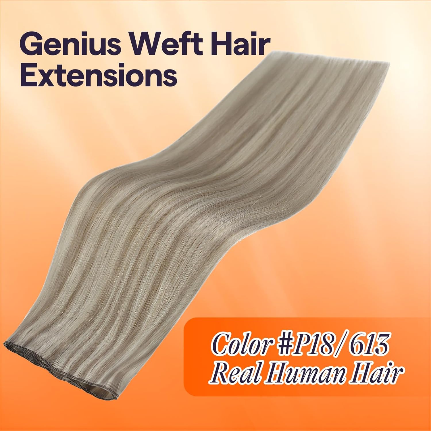 Thumbnail 1 de Full Shine Genius Weft Hair Extensions: Remy Weft, Ash Blonde Highlight, 24 Inch, 60G