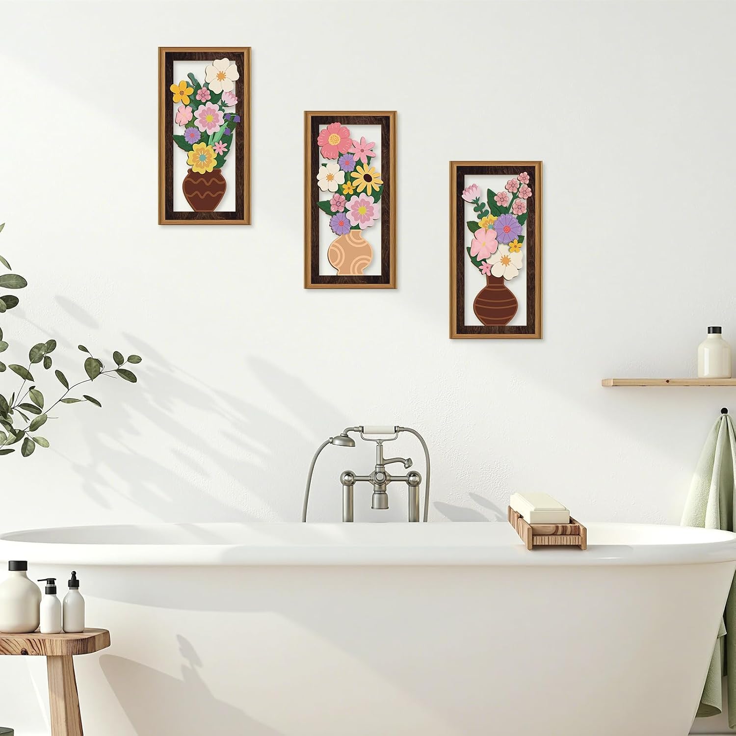Thumbnail 4 de ANHUIB 3 Pcs Boho Flower Wall Art 20x40cm