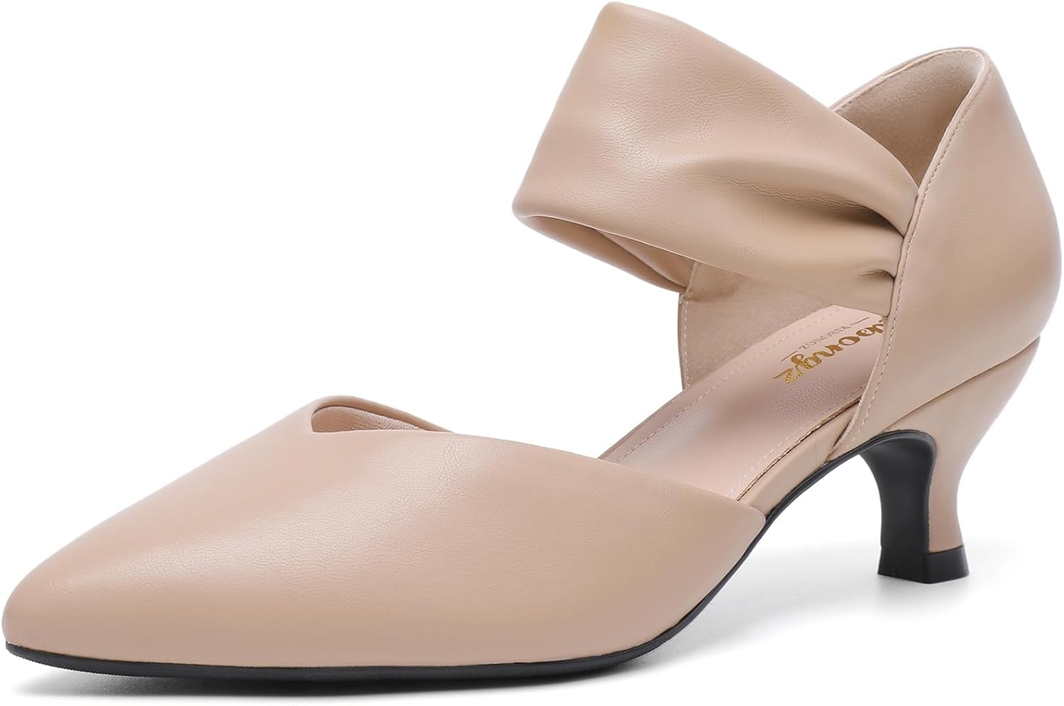 Detalle de RIBONGZ Kitten Heels for Women: Closed Toe, Comfortable 2.4-Inch Pumps