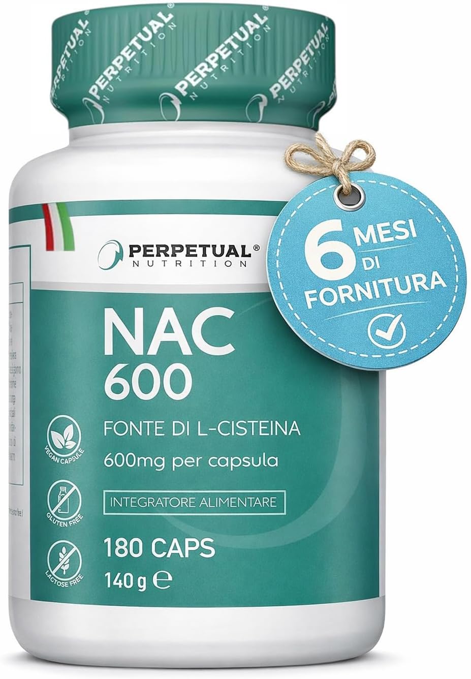 Detalle de NAC - 180 Capsule, 600 mg di N-Acetil-Cisteina: supporto mucolitico e detossificante