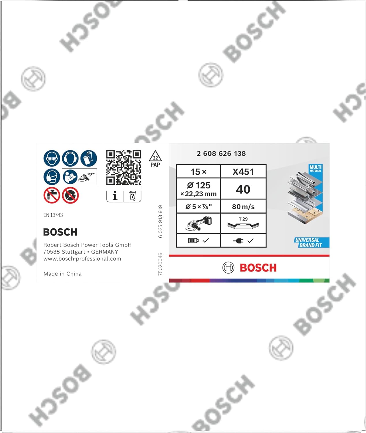 Thumbnail 1 de Bosch 15x Disco lamellare X451 G40/G60, Ø125 mm – per acciaio e alluminio