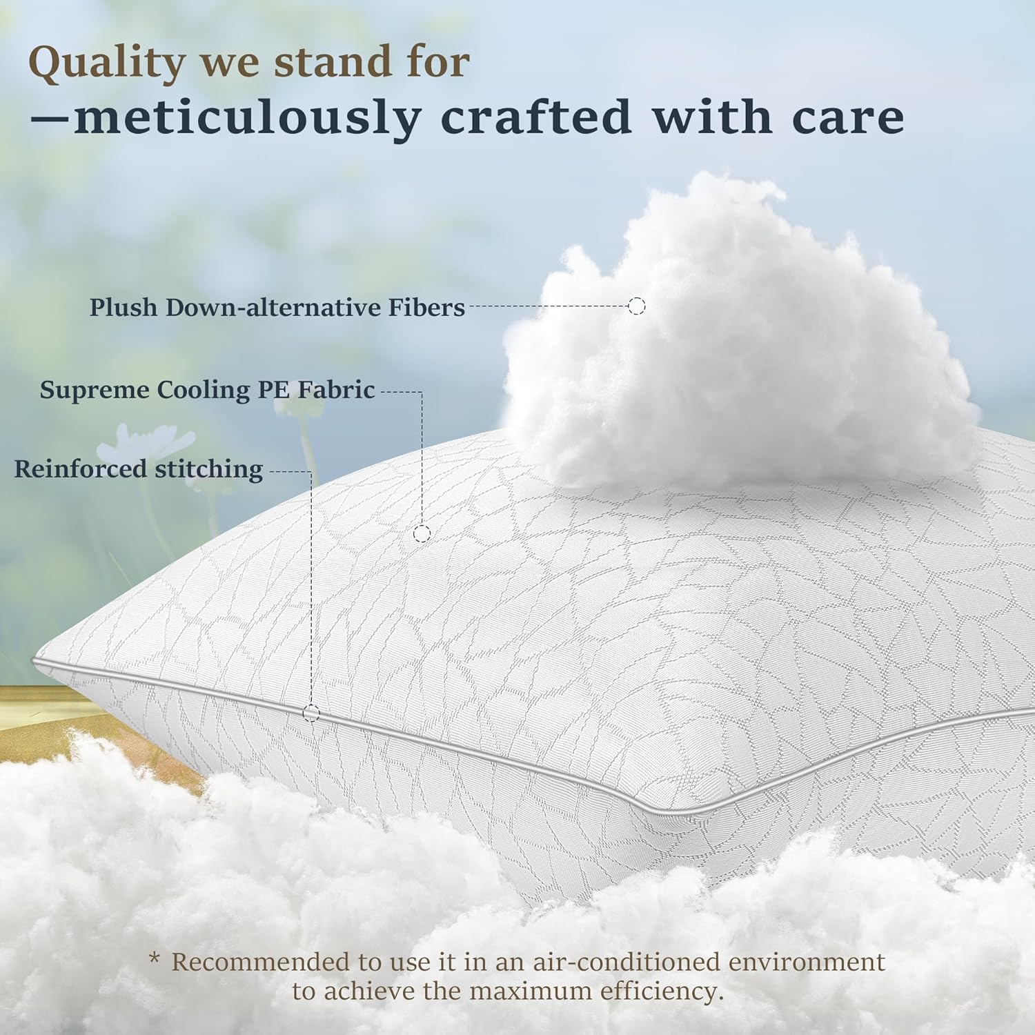 Detalle 2 de COZSINOOR Queen Size Bed Pillows (Set of 2) with Cooling Down-Alternative Fill