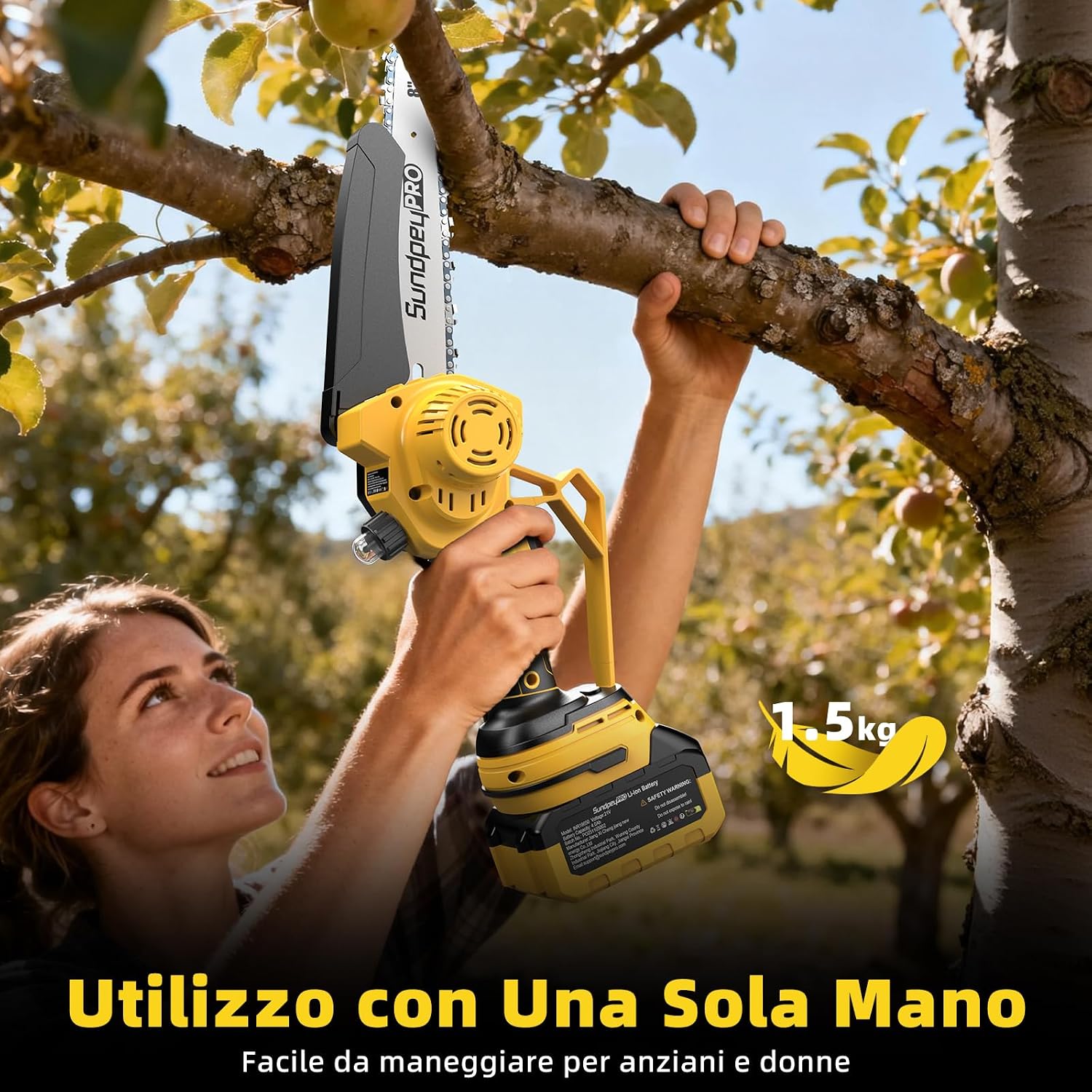 Thumbnail 3 de Mini Motosega a Batteria 8000mAh 8/6 Pollici Brushless – Versatile ed Leggera per Potatura, Taglio Legno e Fai da te
