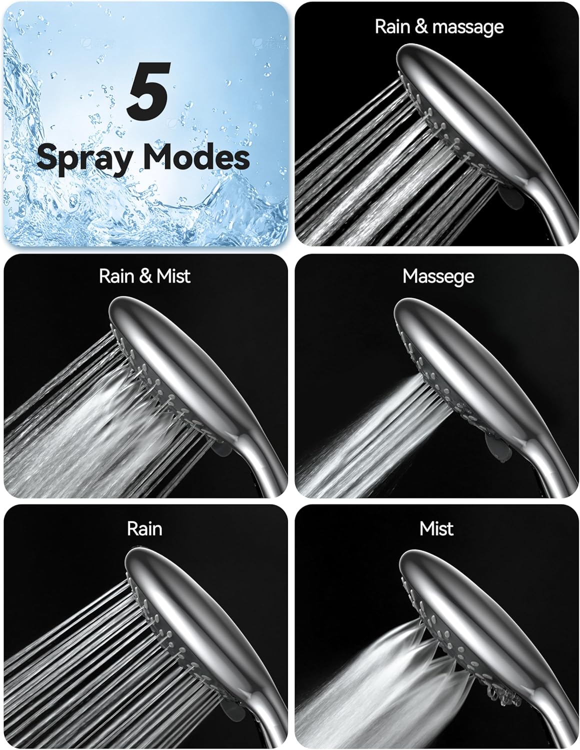 Detalle de VOXON High Pressure Shower Head 5-Spray