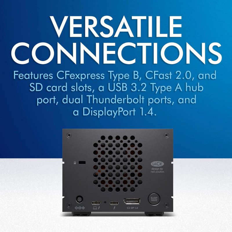Detalle de LaCie 2BIG DOCK 32TB Thunderbolt 4/USB-C: rendimiento y expansión para creadores modernos