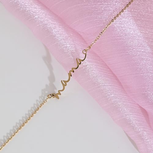 Detalle de Aliyoham 14K Gold Plated Mama Necklace with Mum Letter Pendant
