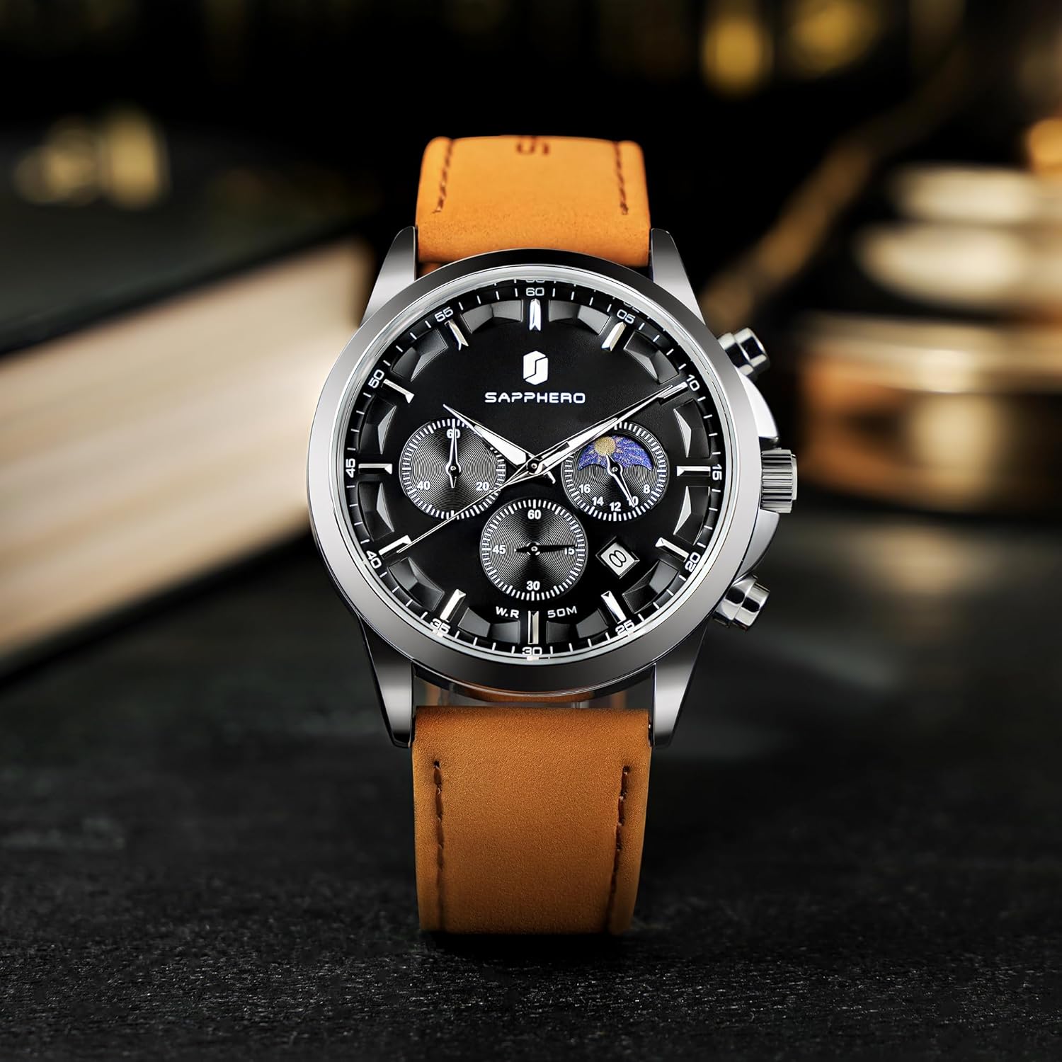 Thumbnail 5 de BENYAR BY Herrenuhr: Chronograph, Wasserdicht bis 30 m, Lederarmband, Edelstahlgehäuse