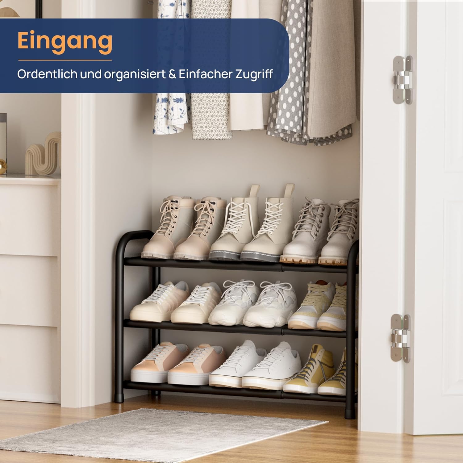Thumbnail 2 de ENJOYBASICS Schuhregal 3 Ebenen 45–83 cm