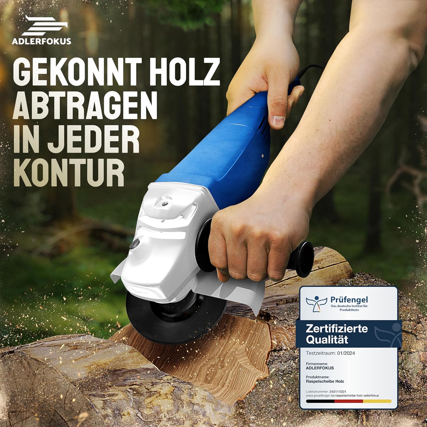 Thumbnail 2 de Adlerfokus Holz-Schleifscheibe 115 mm für Winkelschleifer – Flexscheibe zum Schruppen, Raspeln und Fräsen in Holz