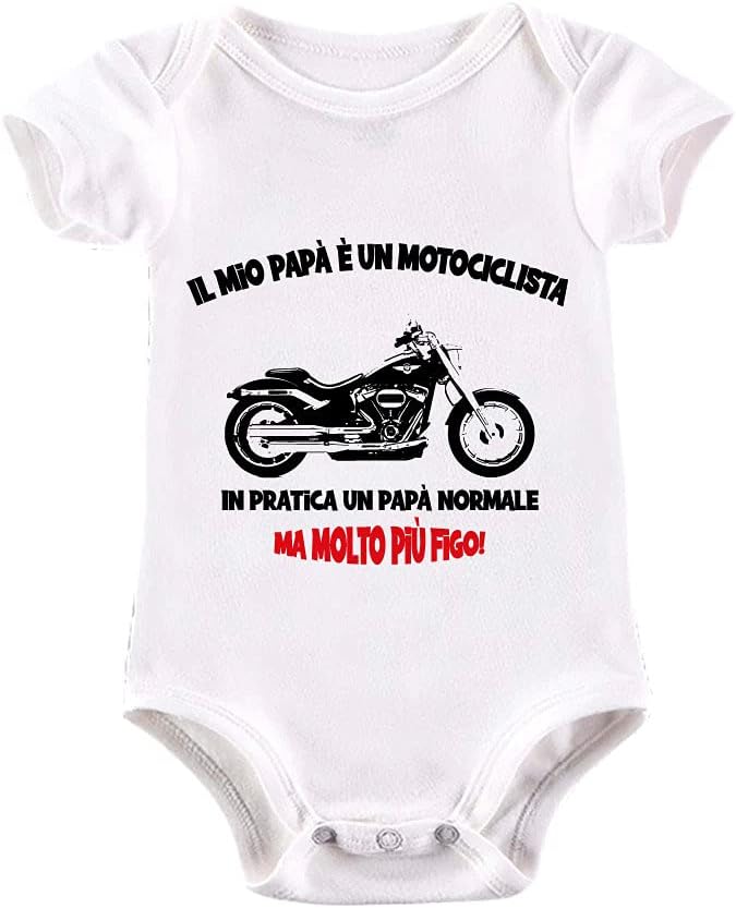 Thumbnail 1 de Body neonato La Ruotante in 100% cotone a manica corta con stampa motociclista, idea regalo nascita