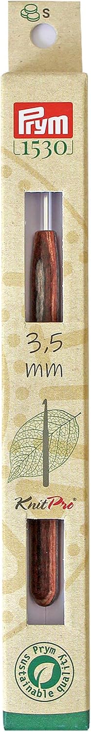 Detalle de Prym・Knit pro コラボ かぎ針 3.5mm 6号 23513 アルミ製の針先と木製グリップ