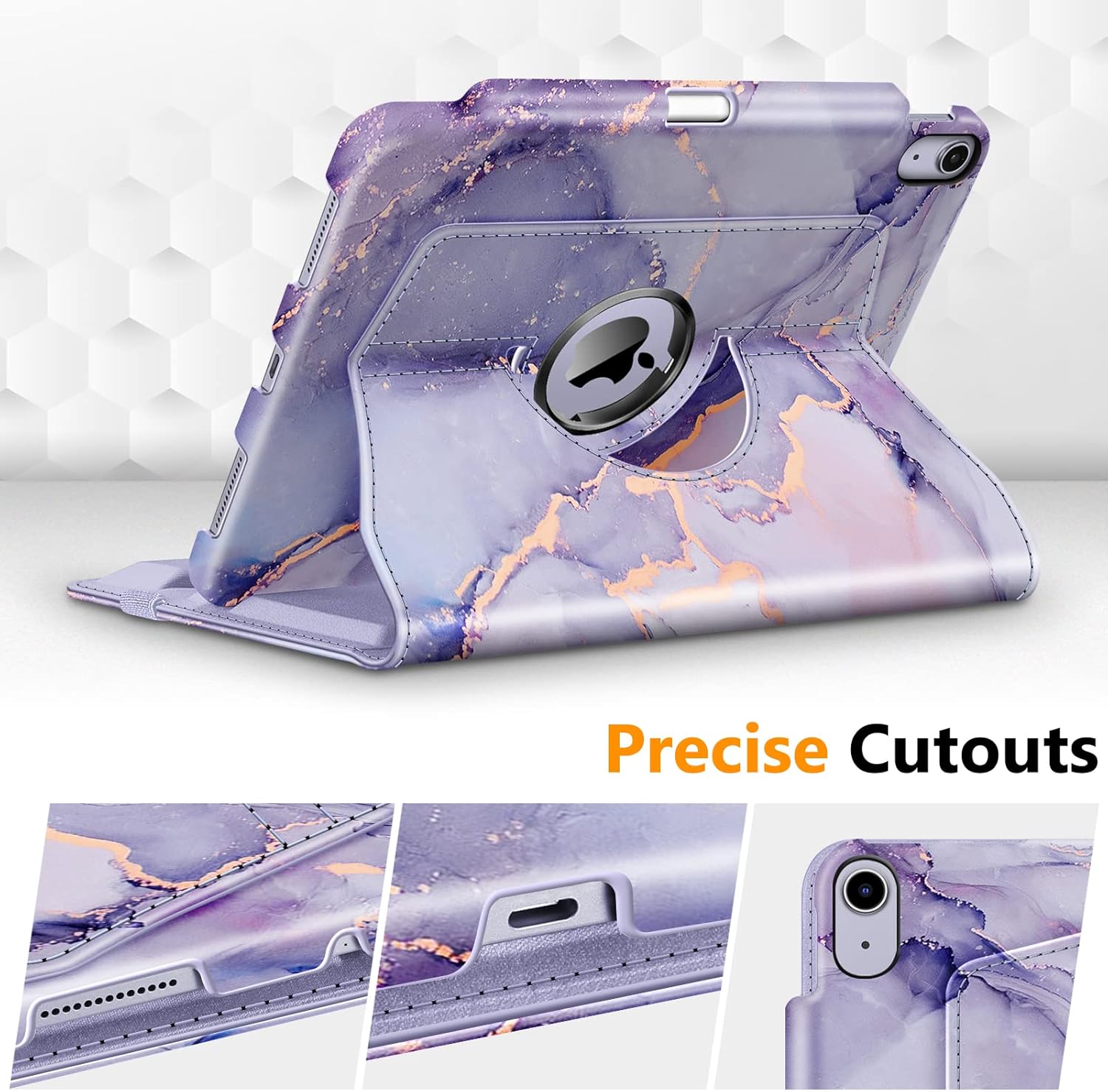 Thumbnail 6 de FINTIE Rotating Case for Air 11-inch (M4/M3/M2) and iPad Air 5th/4th Gen | 360 Swivel, Pencil Holder, Lilac Marble