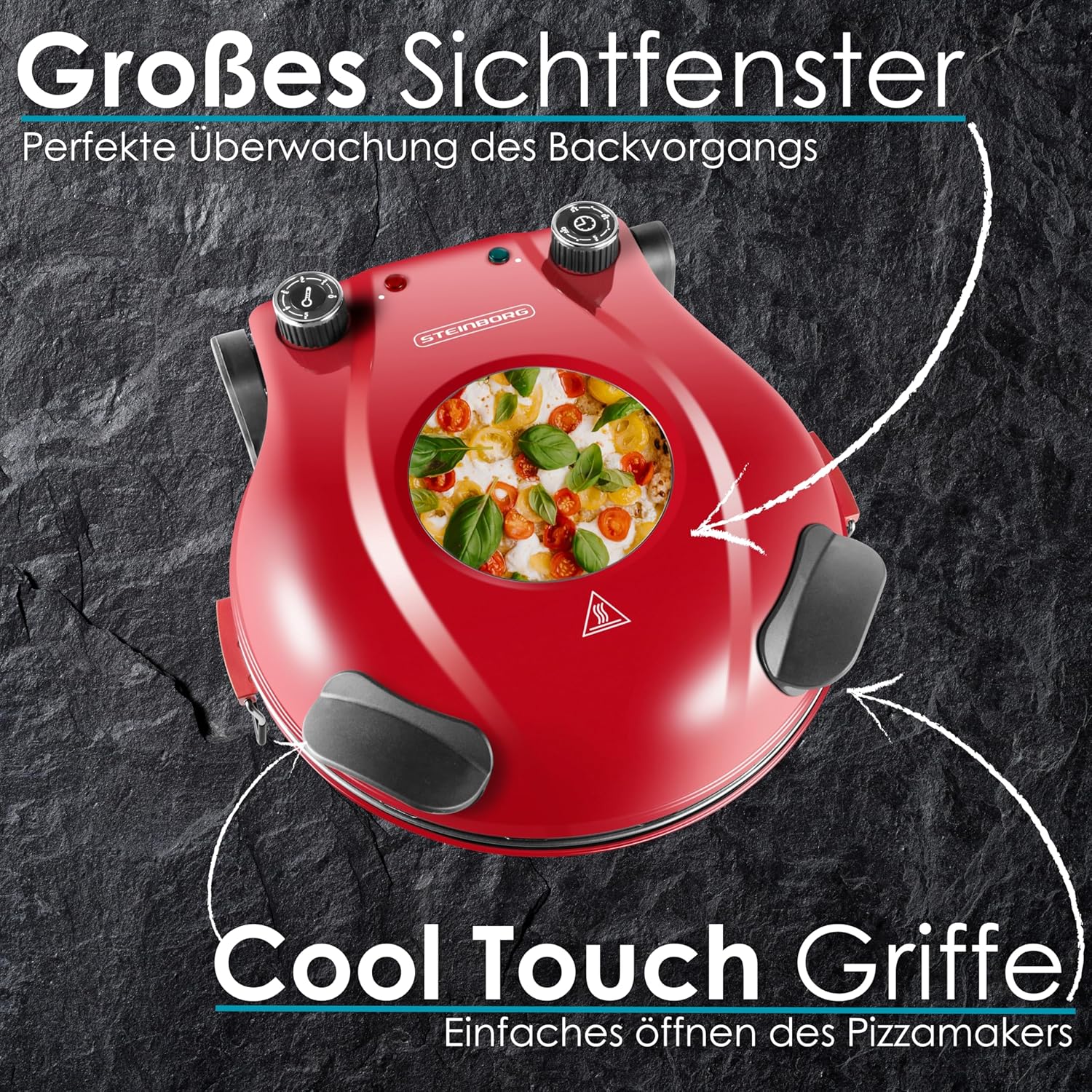 Detalle de Pizzaofen elektrisch mit 32 cm Pizzastein – Backofen, 390°C, 1200 W