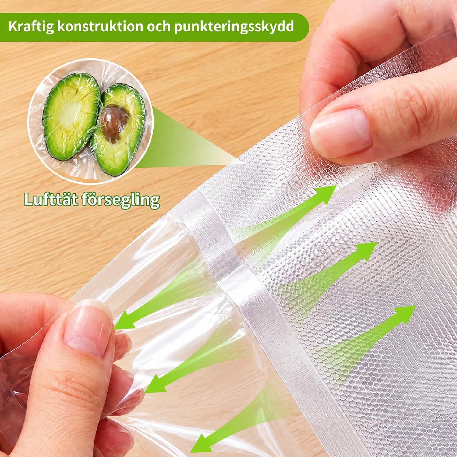 Detalle 2 de VacYaYa vakuumrullar 28 cm × 15 m, 2-pack i BPA-fri PA+PE