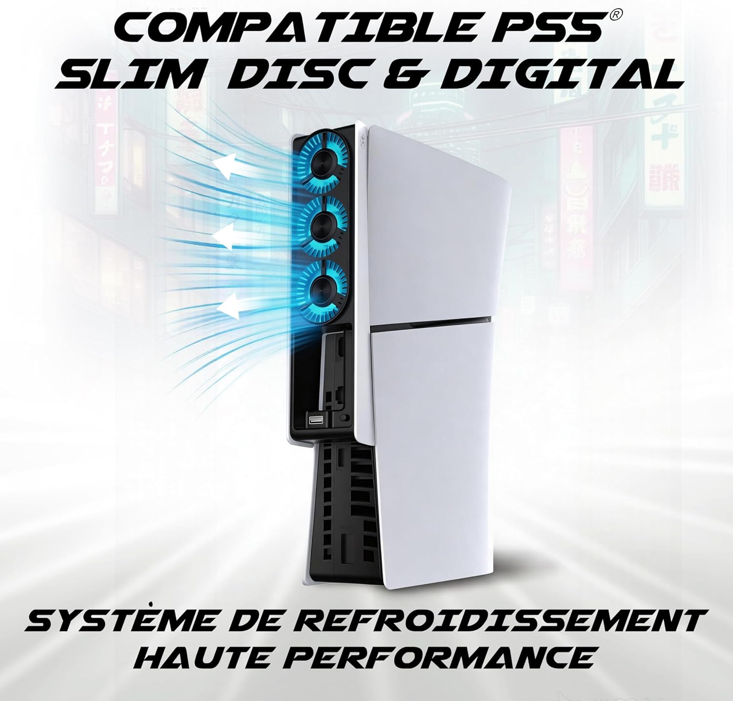 Detalle 2 de AKUMA Cyber W02 ventilateur PS5 Slim 3 ventilateurs