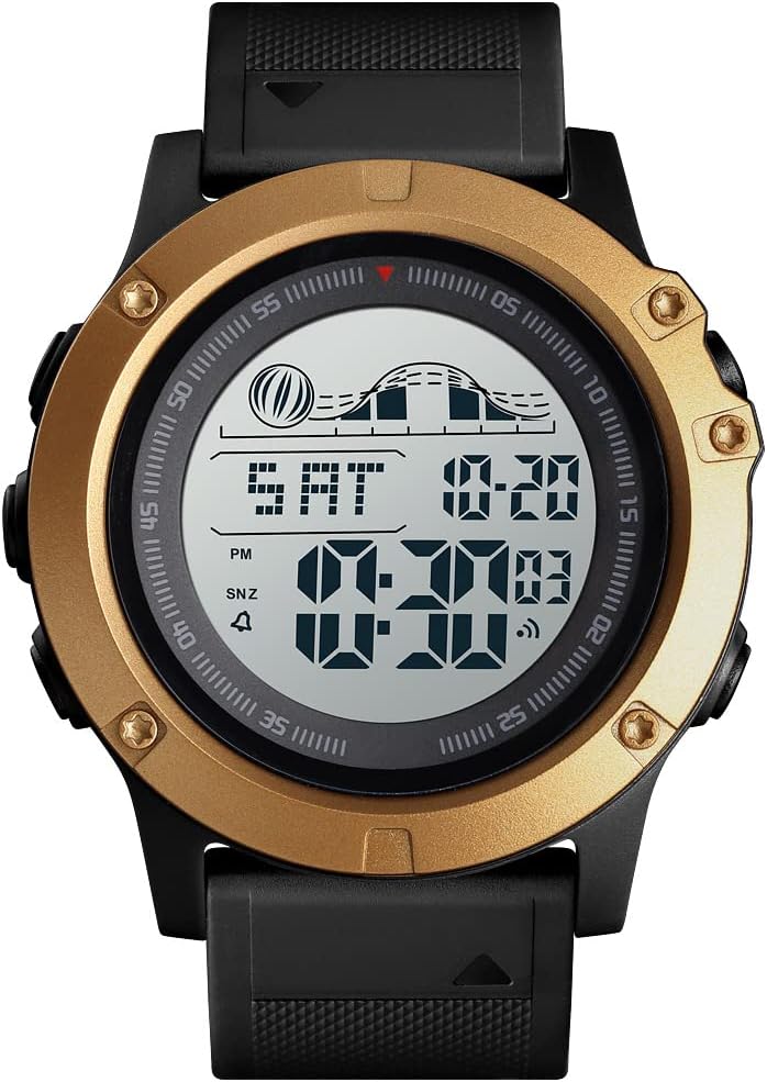Detalle de TONSHEN Herren Outdoor Digitaluhr 50M Wasserdicht mit LED-Hintergrundbeleuchtung – Stoppuhr, Countdown und Dual Time