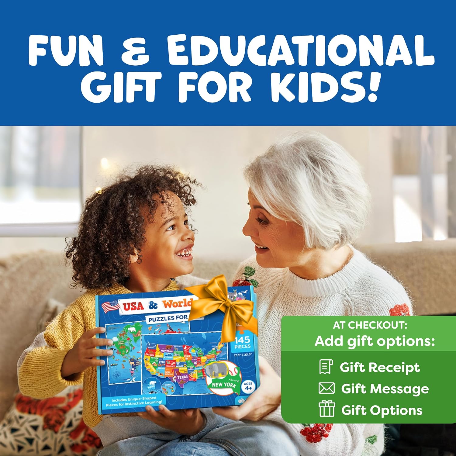 Detalle 2 de 145pc Geography Puzzles for Kids Ages 4-8