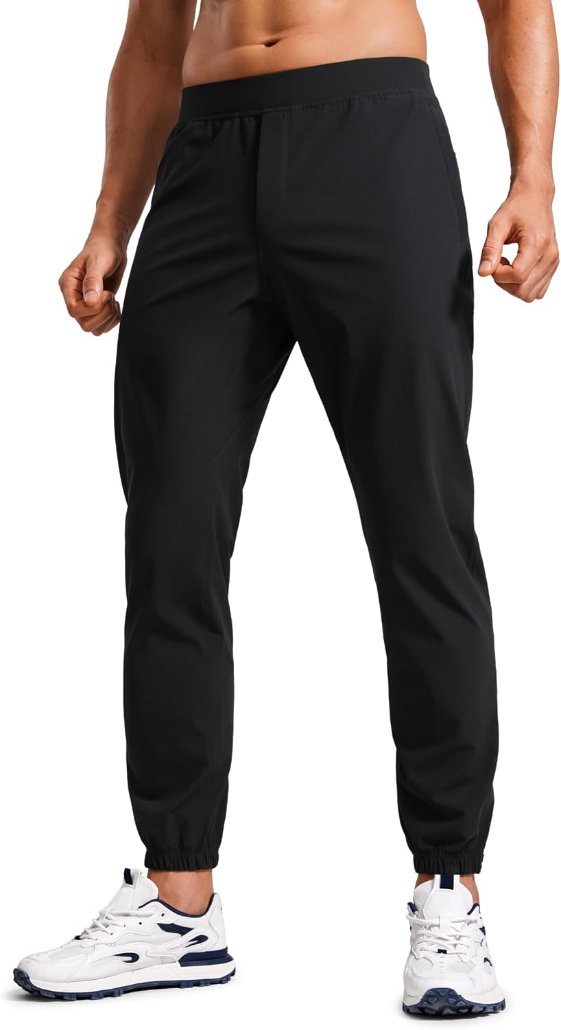 Detalle de Pantalon de jogging léger CRZ YOGA pour homme – séchage rapide, poches zippées, noir (S)