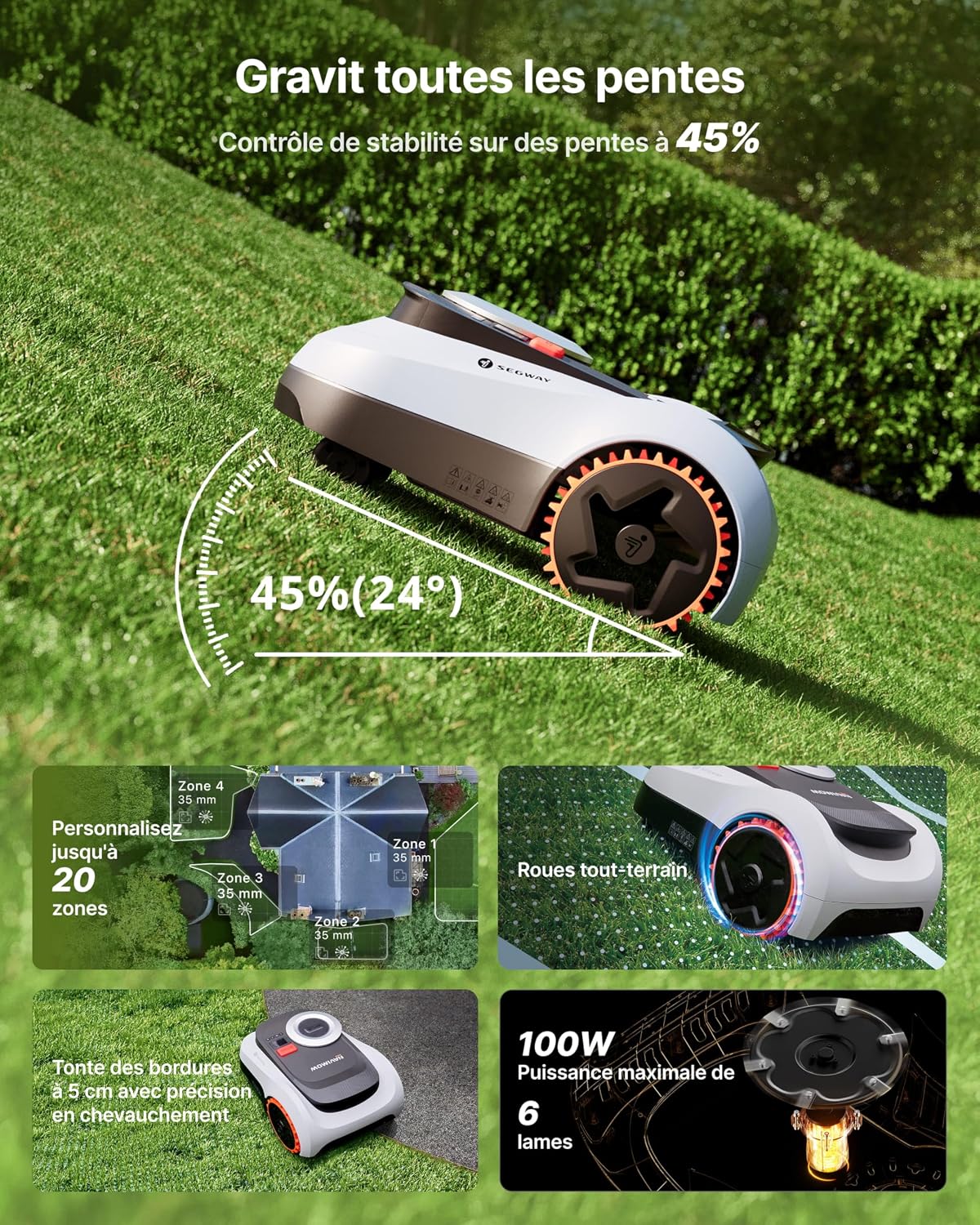 Thumbnail 5 de NAVIMOW i208 LiDAR – Tondeuse robotisée tout-terrain 45% avec Vision Fusion, sans fil et cartographie automatique
