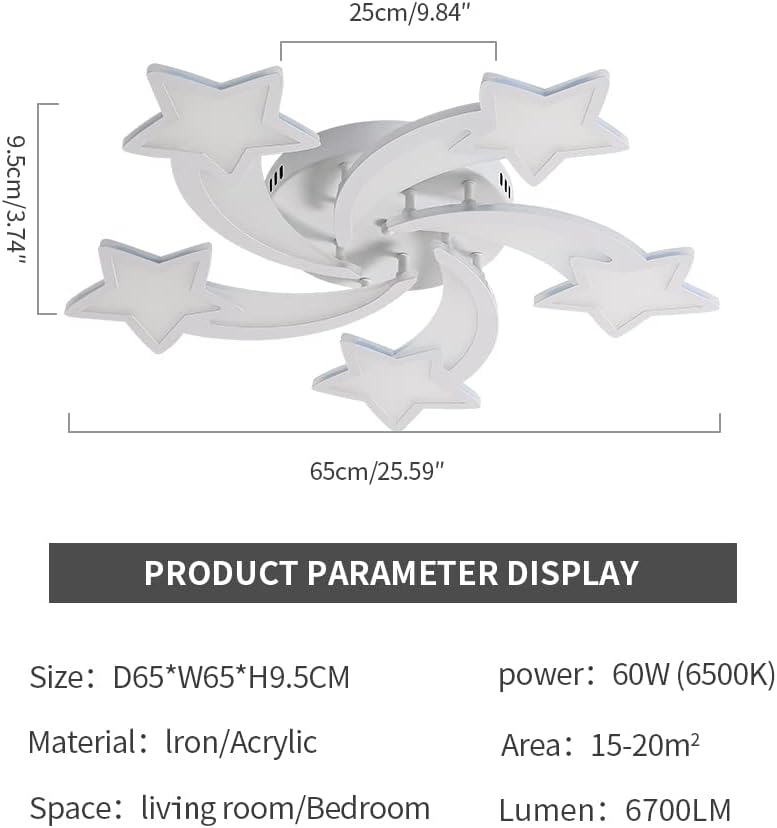 Detalle 2 de Goeco Plafoniera LED 60W 6700 lm a forma di stella per cameretta