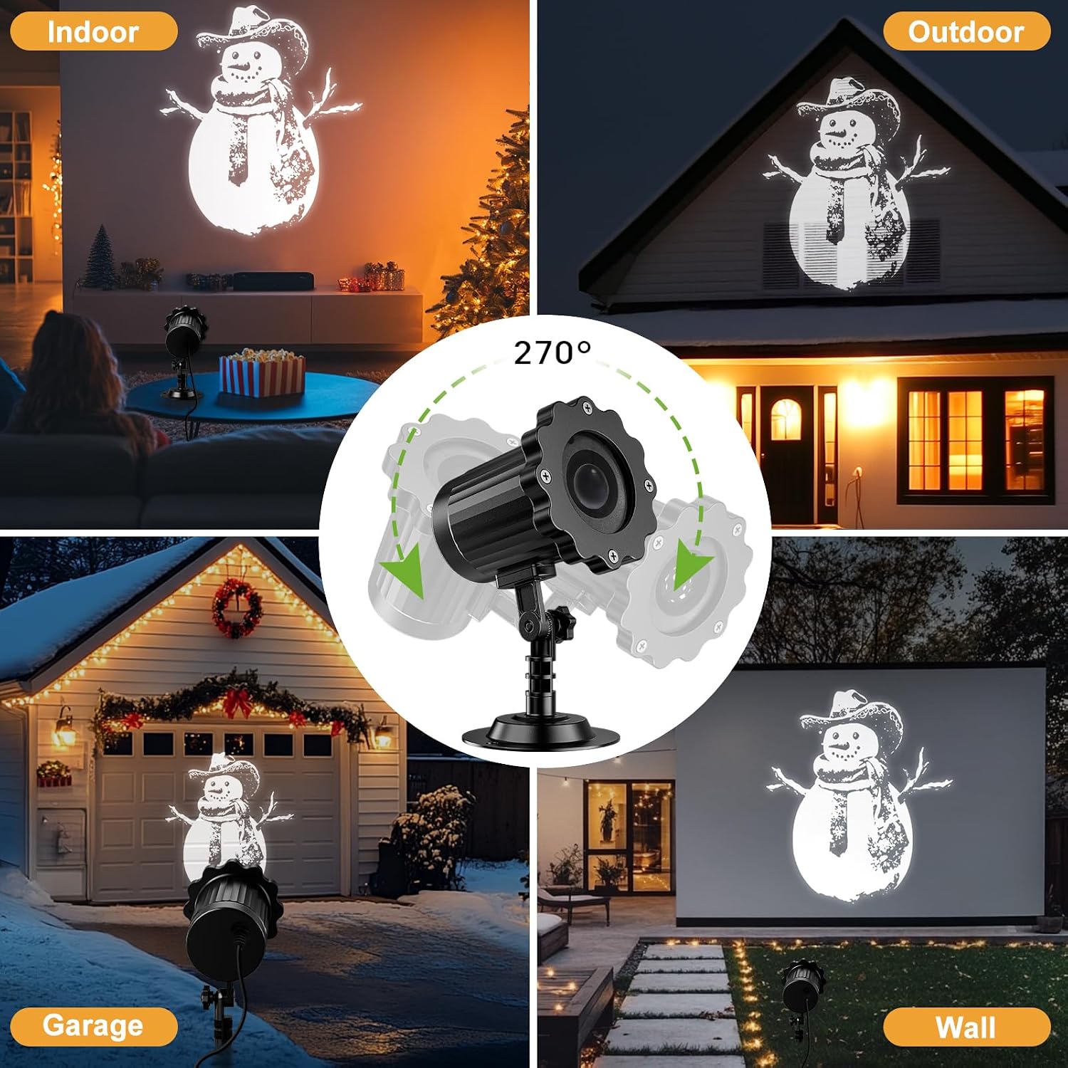 Detalle de Nagudenfo SE369-21 Christmas Projector with 3D Dynamic Snowman and IP55 Protection