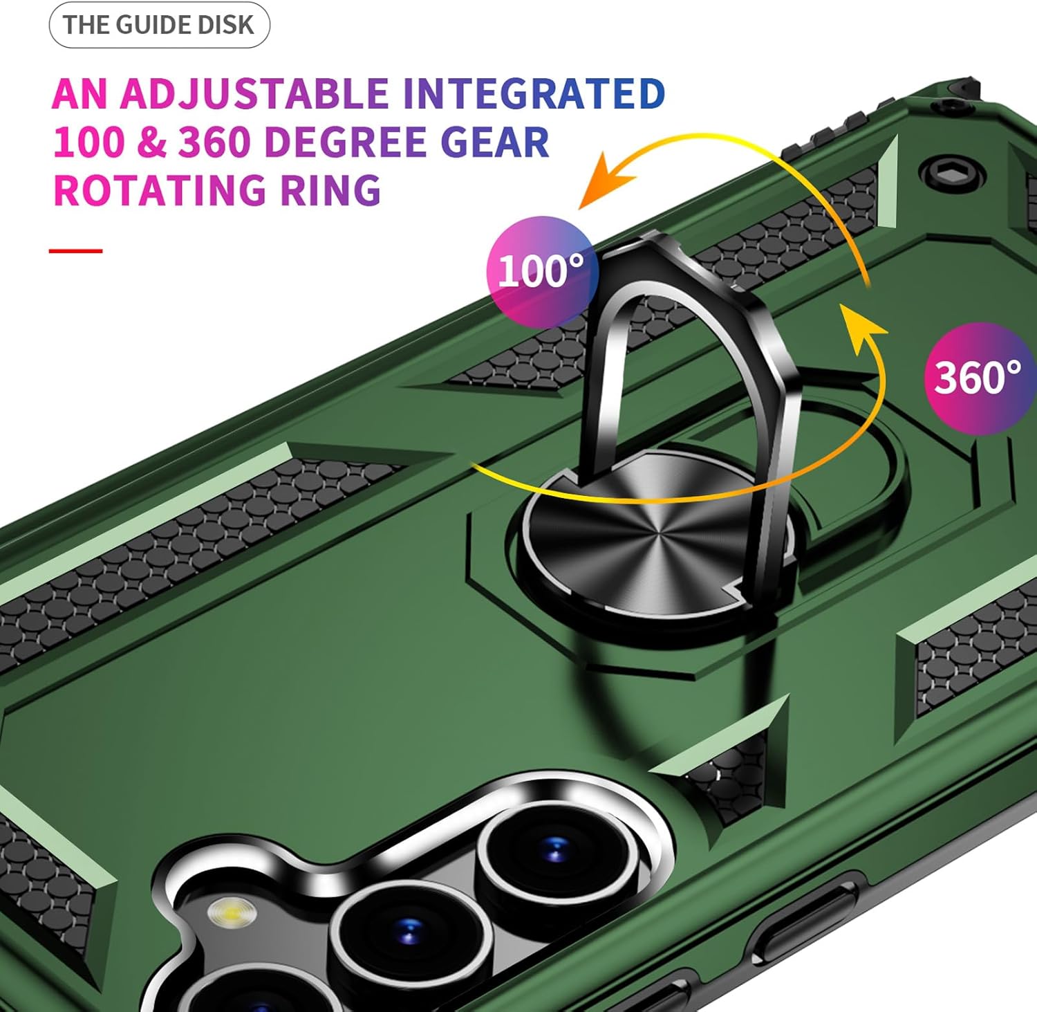 Thumbnail 6 de Auzuoton Samsung Galaxy S24 Case (Army Green) with 360° Rotatable Kickstand & Screen Protector