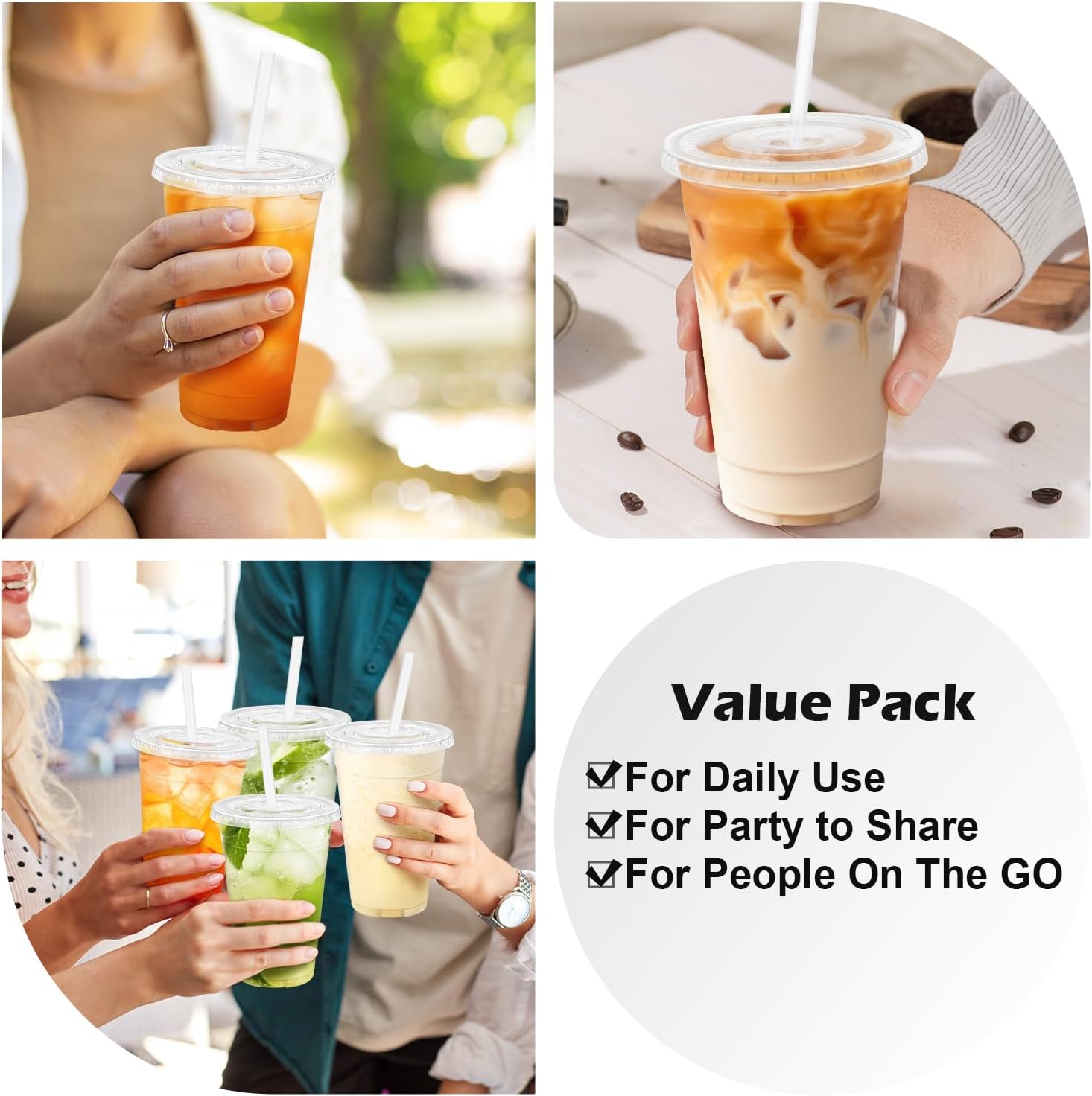 Thumbnail 6 de Huifany 100 Pack 20 oz Plastic Cups with Lids and Straws