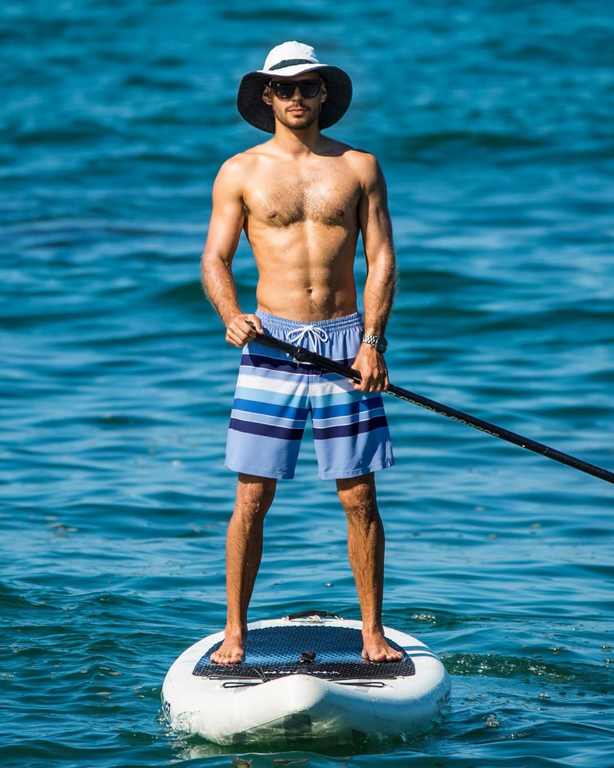 Detalle de Surf Cuz Men's Swim Trunks with Compression Liner and 7" Inseam