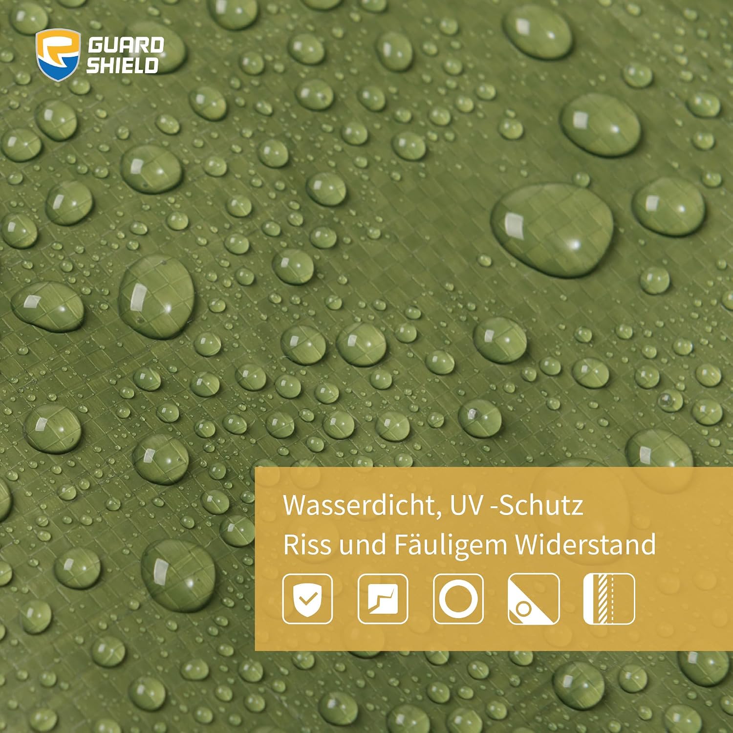 Detalle de GUARD SHIELD Abdeckplane mit Ösen 2 m × 3 m Grün – Wasserdicht, UV-stabilisiert, 120 g/m²