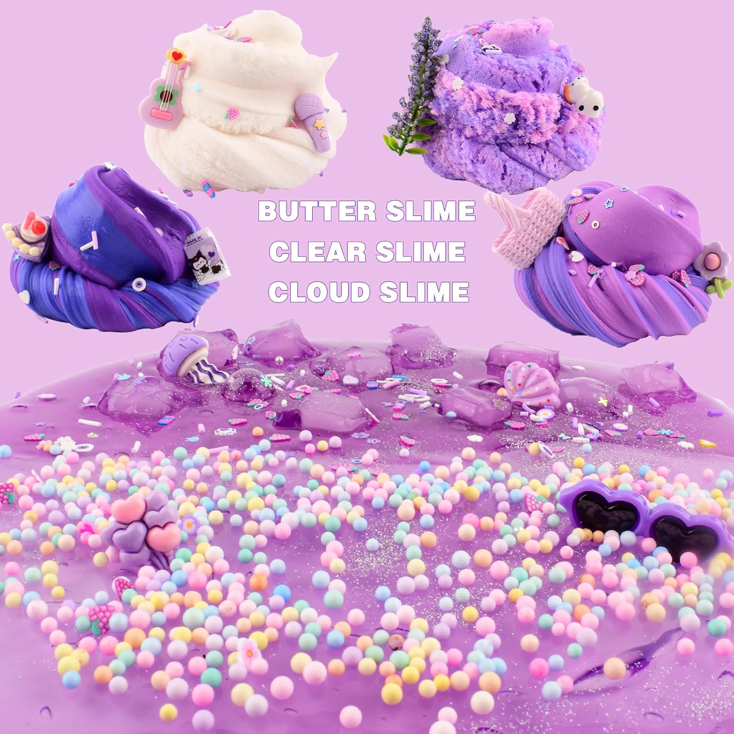 Thumbnail 1 de 6 Pack Slime Kit, Purple Dream Slime Kids: Cloud Butter, Clear Slime & Accessories for Creative Play